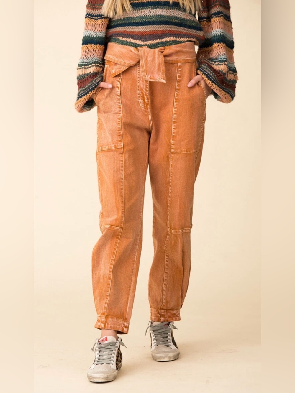 Ulla Johnson Storm Barrel Jean Rust Acid Wash Orange High Rise Boho Women’s 4